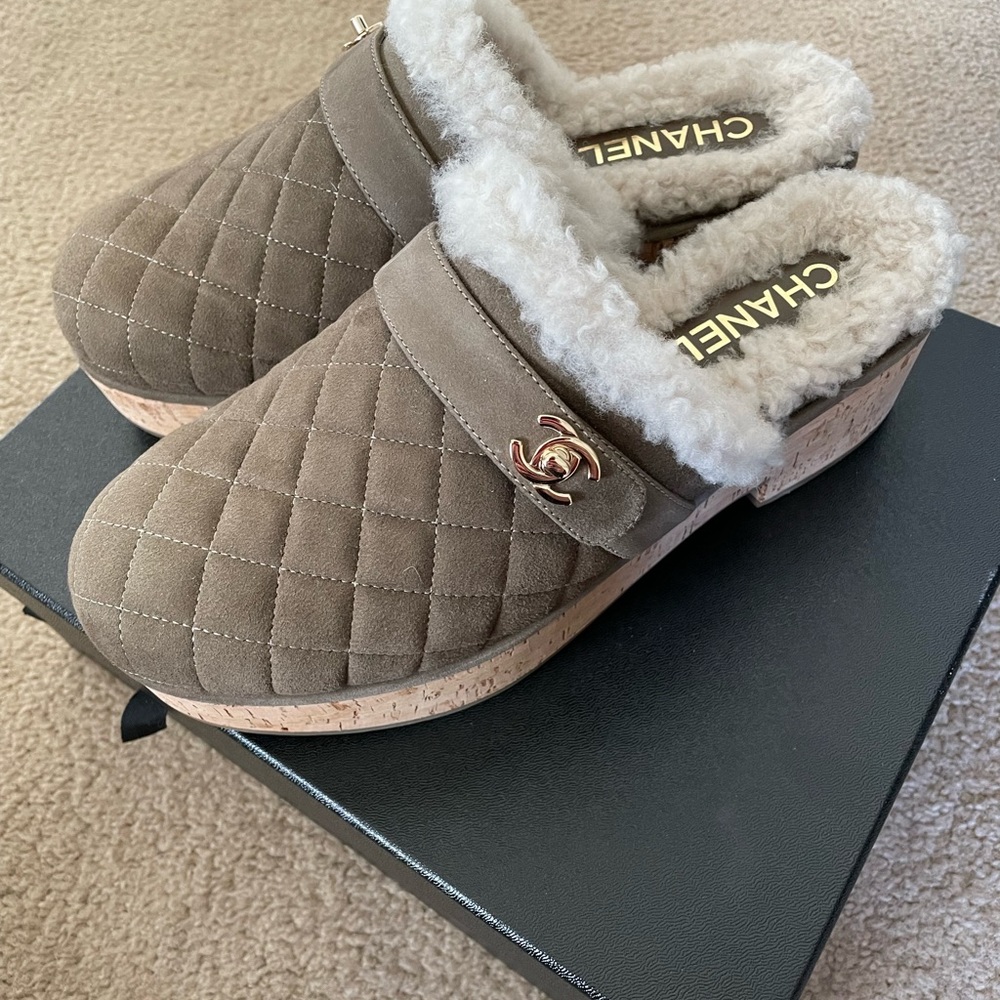 Chanel Shearling Mules